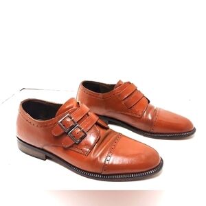 Dimitri men's dress shores double buckle leather brown made in Italy Size: 7 1/2